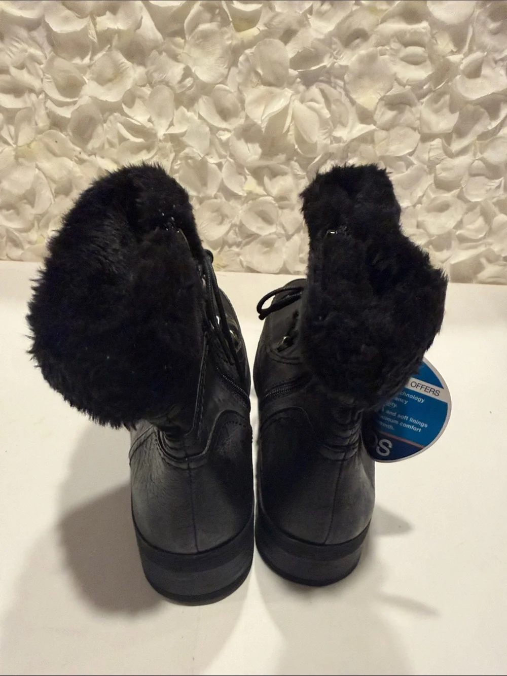 BareTraps Black Faux Fur Lace-Up Winter Boots